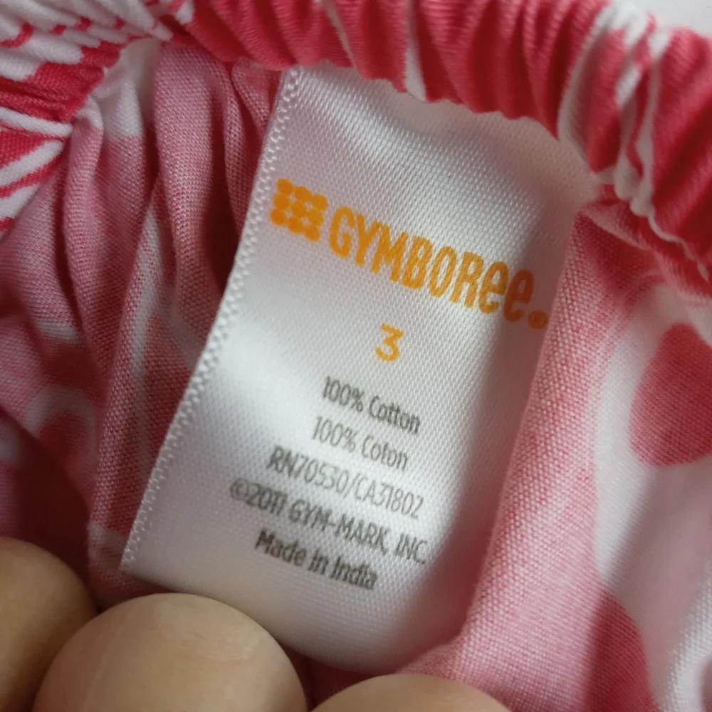 Gymboree girls size 3 pink with white and green flamingo top elastic and pleated